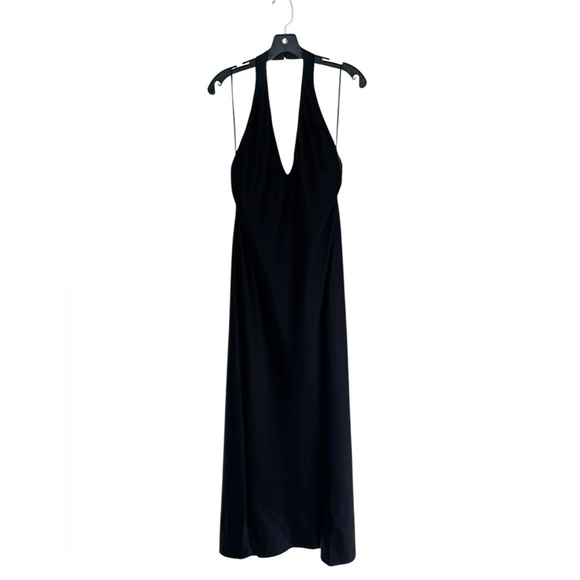 NWT Reformation Meral Black Satin Slip Dress Halter High Slit Womens Size Large - Picture 4 of 10